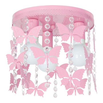 Dječije svetlo za plafon ELZA butterflies 3xE27/60W/230V roze