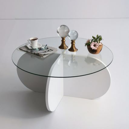 Dnevni stočić BUBBLE 35x75 cm, beli/proziran