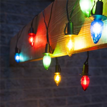 Proširiva LED spoljašnja girlanda CONE FILAMENT 20xE10 14m višebojna/topla bela IP44, Proizvedeno u EU