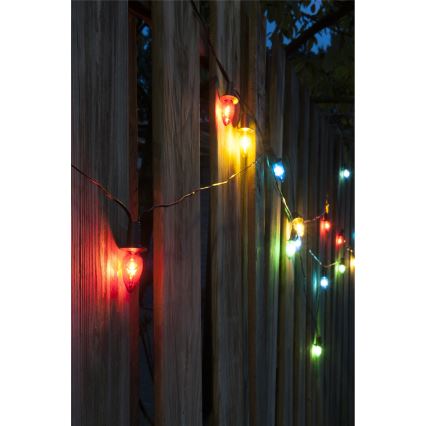 Proširiva LED spoljašnja girlanda CONE FILAMENT 20xE10 14m višebojna/topla bela IP44, Proizvedeno u EU