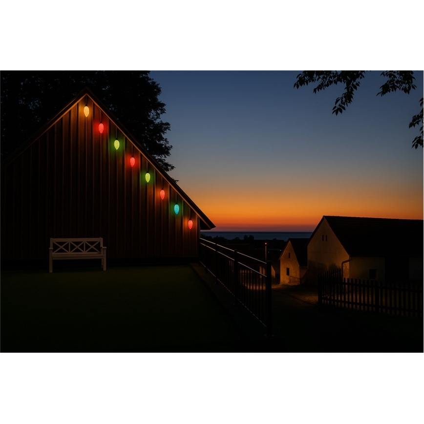 Proširiva LED spoljašnja girlanda CONE FILAMENT 20xE10 14m višebojna/topla bela IP44, Proizvedeno u EU