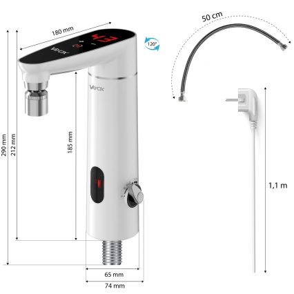 Dodirni protočni bojler sa senzorom i LED ekran 3000W/230V IPX4 bela