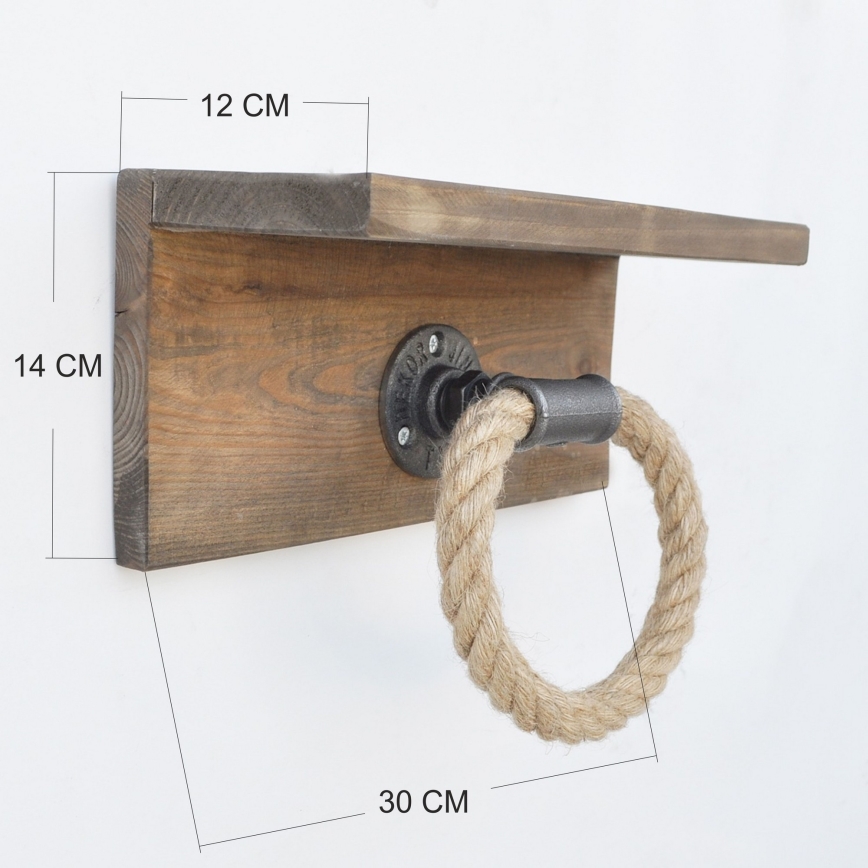 Držač peškira sa policom BORURAF 14x30 cm od smreke