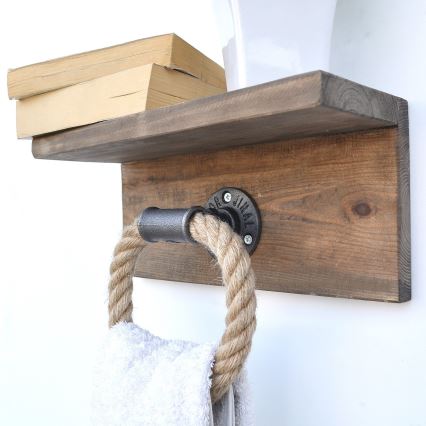 Držač peškira sa policom BORURAF 14x30 cm od smreke