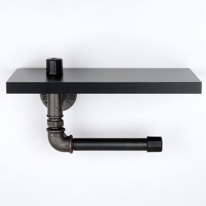 Držač toaletnog papira sa policom BORU 12x30 cm crni