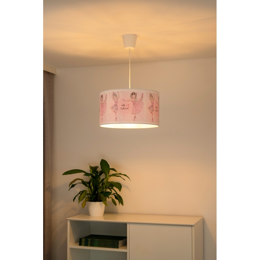 Duolla - Dečiji luster na sajli PRINT M 1xE27/40W/230V pr. 35 cm balerine