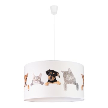 Duolla - Dečiji luster na sajli PRINT M 1xE27/40W/230V pr. 35 cm životinje