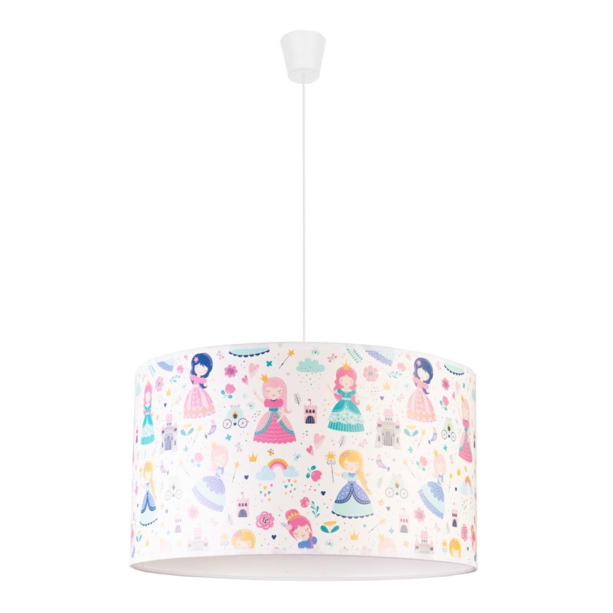 Duolla - Dečiji luster na sajli PRINT M 1xE27/40W/230V, prečnik 35 cm, sa motivom princeza