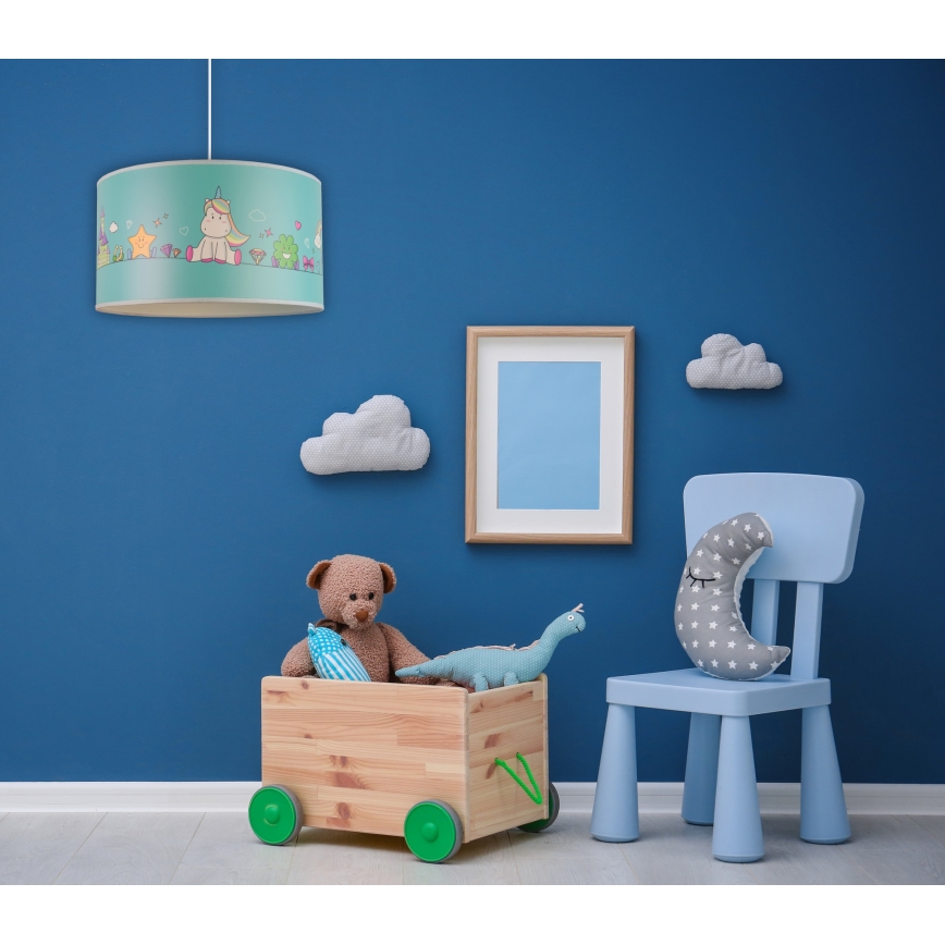 Duolla - Dečiji luster na sajli UNICORN 1xE27/15W/230V prečnik 35 cm