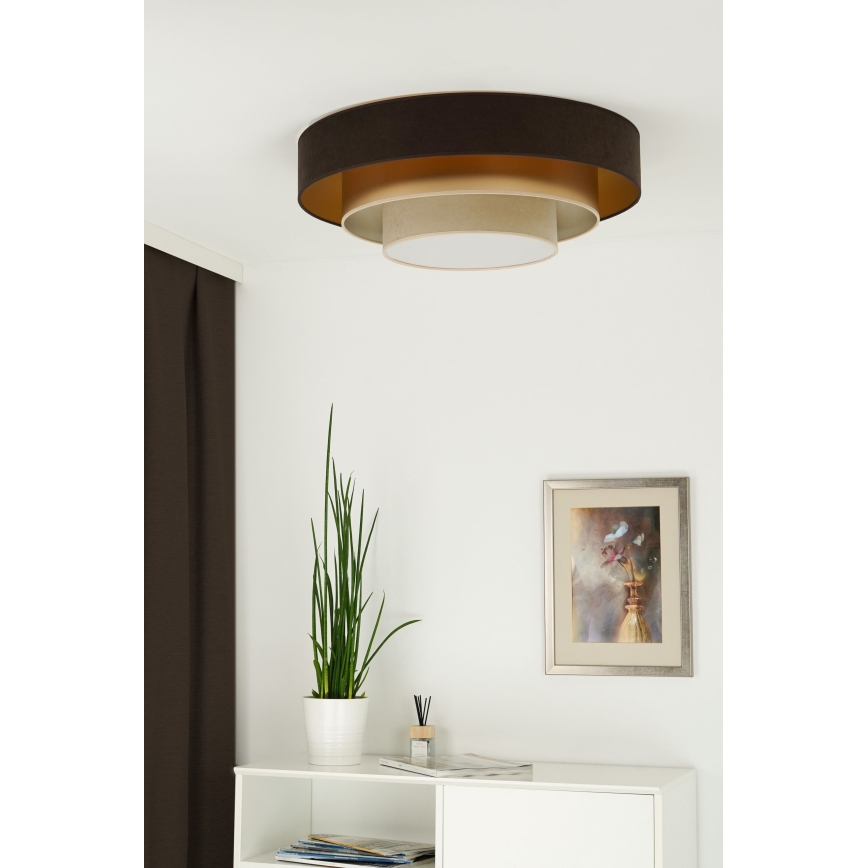 Duolla - LED Plafonjera LUNETA LED/26W/230V pr. 60 cm 4000K braon/zlatna/kremasta