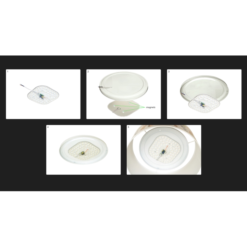 Duolla - LED Plafonjera LUNETA LED/26W/230V pr. 60 cm 4000K crno/bakrena/bela