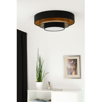 Duolla - LED Plafonjera LUNETA LED/26W/230V pr. 60 cm 4000K crno/zlatna