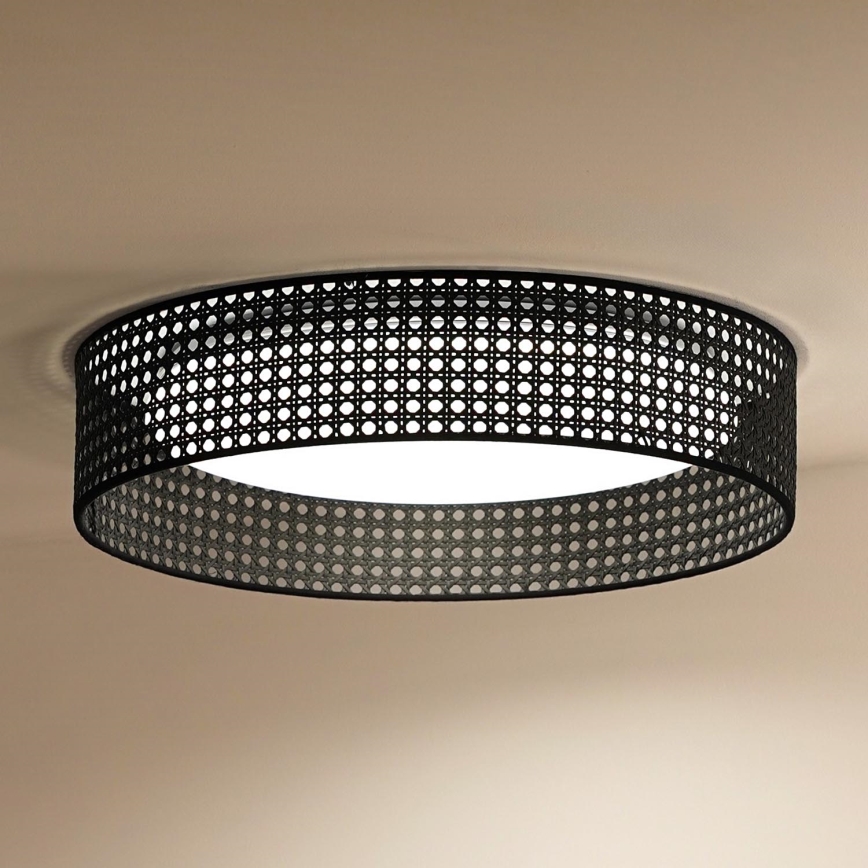 Duolla - LED Plafonjera ROLLER RATTAN LED/24W/230V pr. 45 cm crno