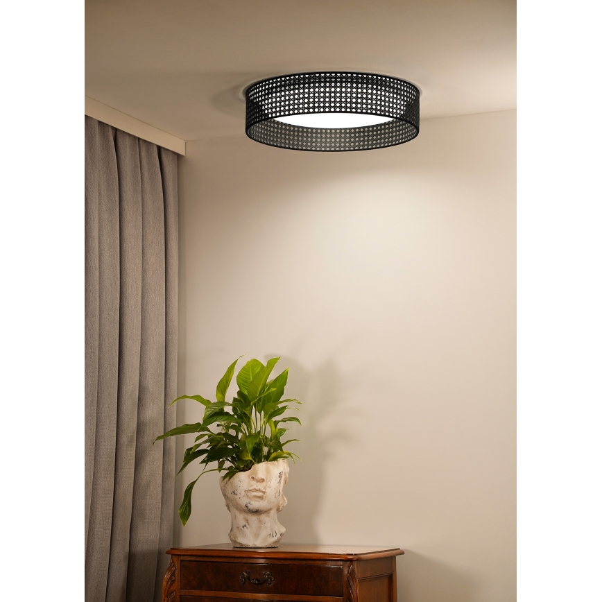 Duolla - LED Plafonjera ROLLER RATTAN LED/24W/230V pr. 45 cm crno