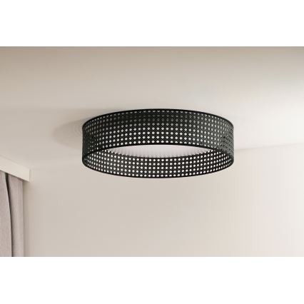 Duolla - LED Plafonjera ROLLER RATTAN LED/24W/230V pr. 45 cm crno