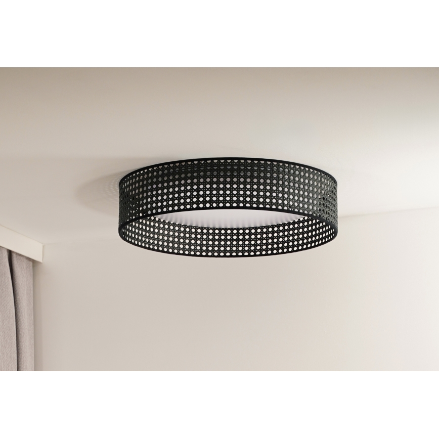 Duolla - LED Plafonjera ROLLER RATTAN LED/24W/230V pr. 45 cm crno