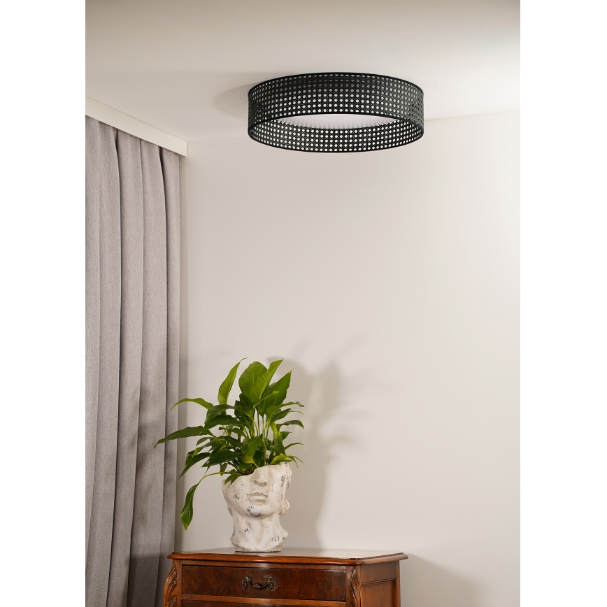 Duolla - LED Plafonjera ROLLER RATTAN LED/24W/230V pr. 45 cm crno