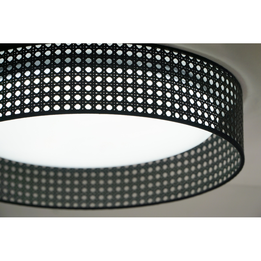 Duolla - LED Plafonjera ROLLER RATTAN LED/24W/230V pr. 45 cm crno