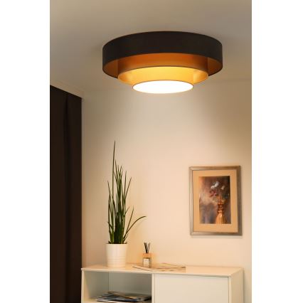 Duolla - LED stropna svetiljka LUNETA LED/26W/230V prečnik 60 cm 4000K braon/zlatna/krem