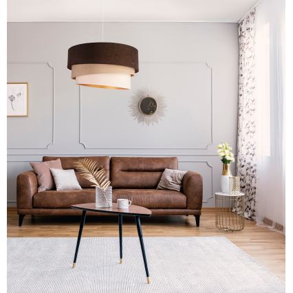 Duolla - Luster na kablu DEVON 1xE27/40W/230V, prečnik 45 cm, braon/bež