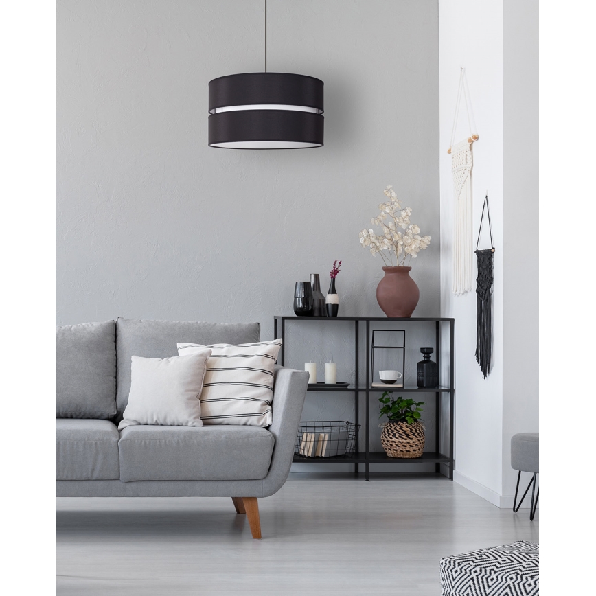 Duolla - Luster na lanku DUO 1xE27/15W/230V prečnik 40 cm crna/bela