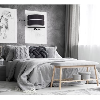 Duolla - Luster na lanku DUO 1xE27/15W/230V prečnik 40 cm crna/bela