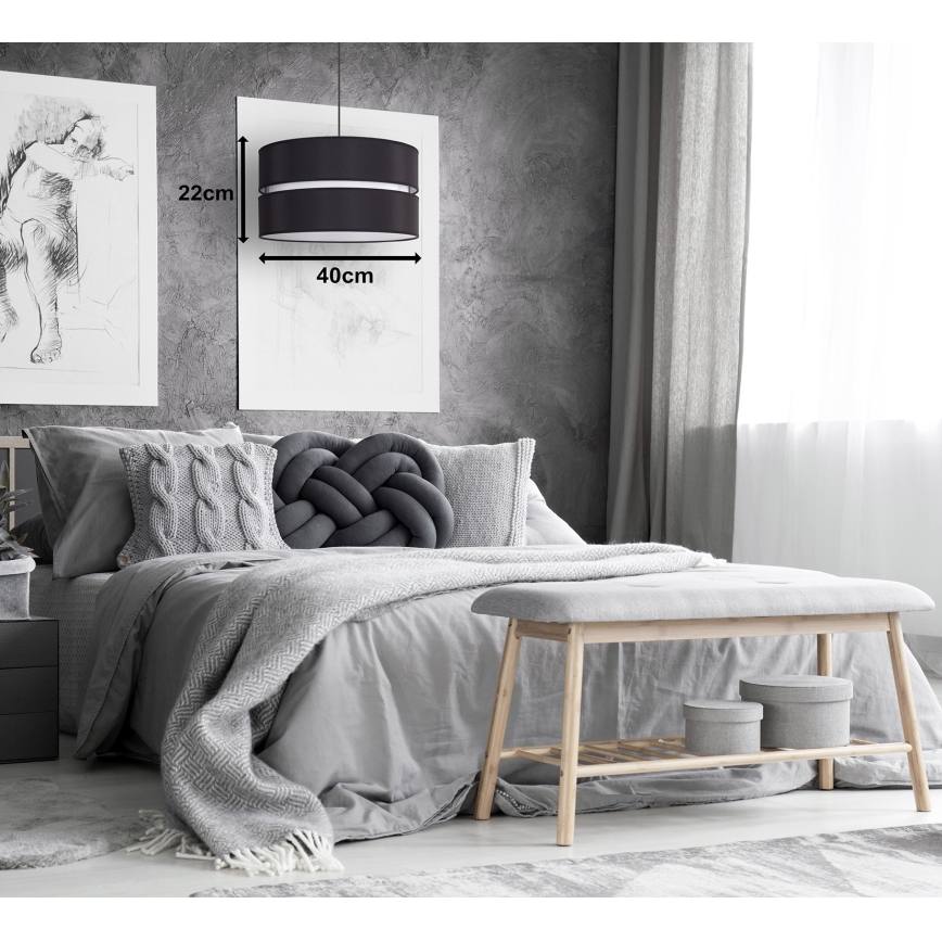 Duolla - Luster na lanku DUO 1xE27/15W/230V prečnik 40 cm crna/bela