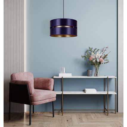 Duolla - Luster na lanku DUO 1xE27/15W/230V, prečnik 40 cm, plava/zlatna