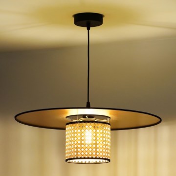 Duolla - Luster na lanku TOKYO RATTAN 1xE27/15W/230V Ø 50 cm zlatna/ratan