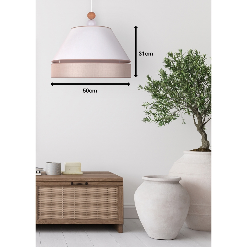 Duolla - Luster na sajli AVIGNON 1xE27/15W/230V pr. 50 cm bela/bež