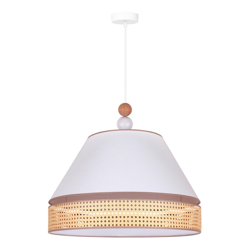 Duolla - Luster na sajli AVIGNON 1xE27/15W/230V pr. 50 cm bela/ratan