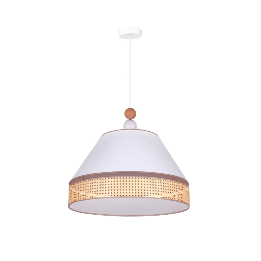 Duolla - Luster na sajli AVIGNON 1xE27/15W/230V pr. 50 cm bela/ratan