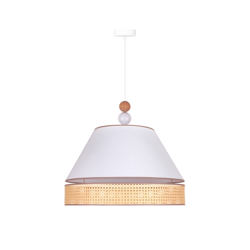 Duolla - Luster na sajli AVIGNON 1xE27/15W/230V pr. 50 cm bela/ratan