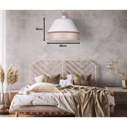 Duolla - Luster na sajli AVIGNON 1xE27/15W/230V pr. 60 cm bela/bež