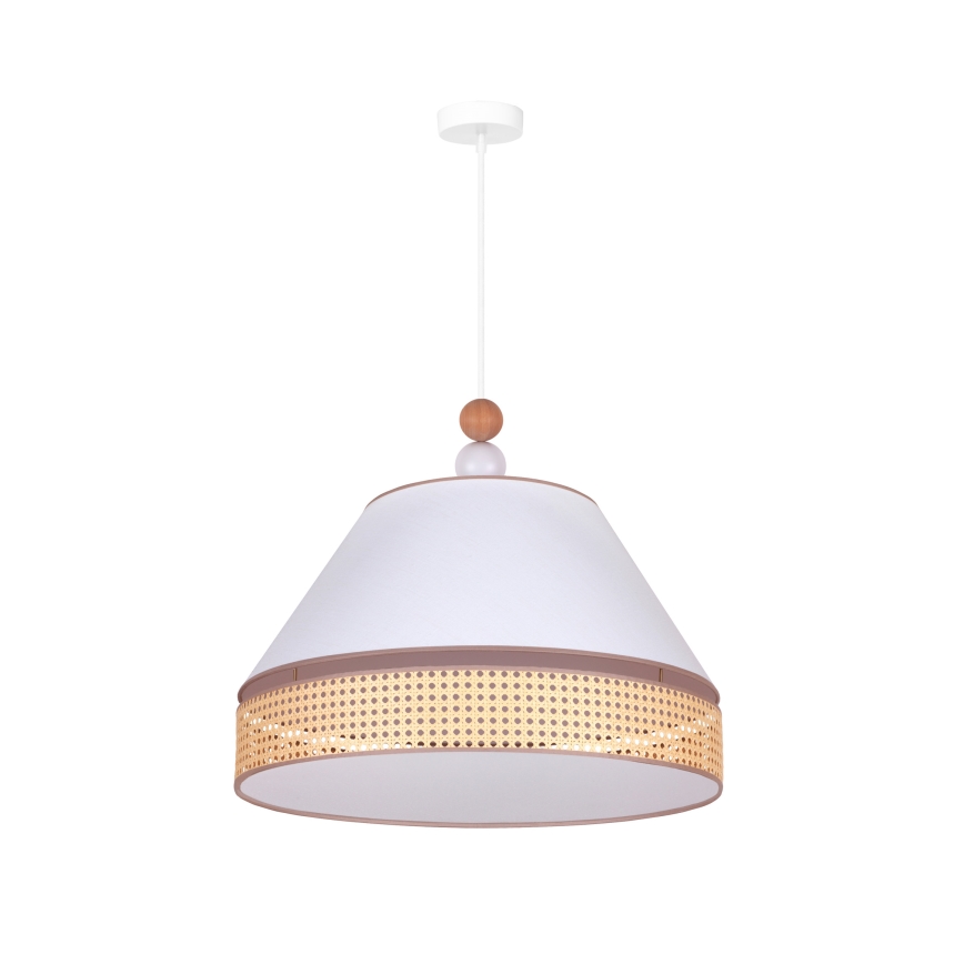 Duolla - Luster na sajli AVIGNON 1xE27/15W/230V pr. 60 cm bela/ratan