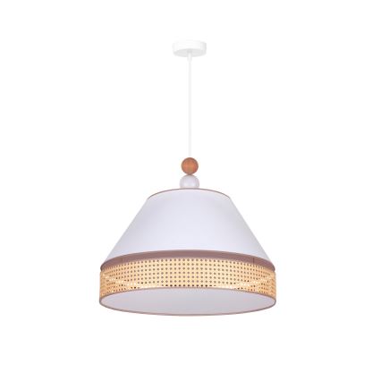 Duolla - Luster na sajli AVIGNON 1xE27/15W/230V prečnik 50 cm bela/ratan