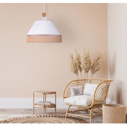 Duolla - Luster na sajli AVIGNON 1xE27/15W/230V prečnik 50 cm bela/smeđa