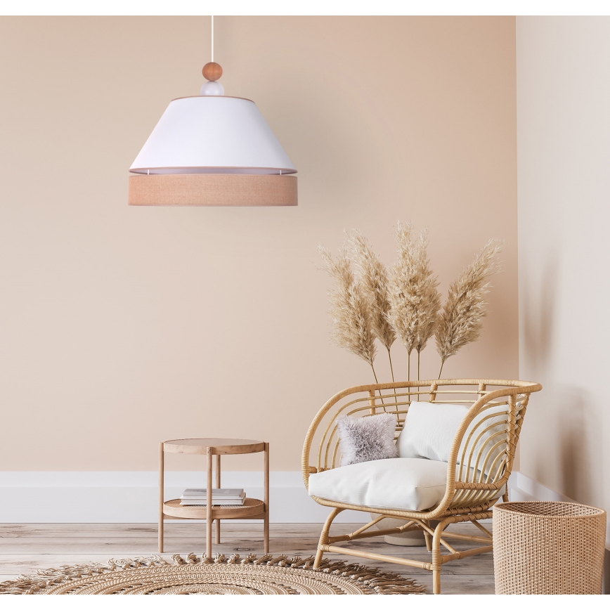 Duolla - Luster na sajli AVIGNON 1xE27/15W/230V prečnik 50 cm bela/smeđa