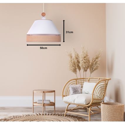 Duolla - Luster na sajli AVIGNON 1xE27/15W/230V prečnik 50 cm bela/smeđa