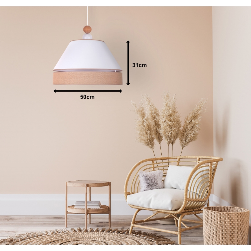 Duolla - Luster na sajli AVIGNON 1xE27/15W/230V prečnik 50 cm bela/smeđa