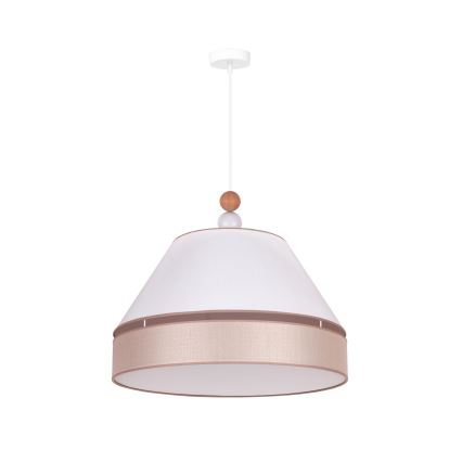 Duolla - Luster na sajli AVIGNON 1xE27/15W/230V, prečnik 60 cm, bela/bež