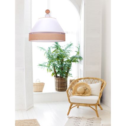 Duolla - Luster na sajli AVIGNON 1xE27/15W/230V prečnik 60 cm bela/braon