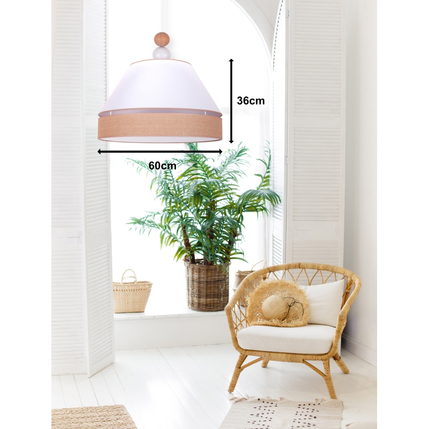 Duolla - Luster na sajli AVIGNON 1xE27/15W/230V prečnik 60 cm bela/braon