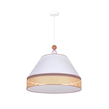Duolla - Luster na sajli AVIGNON 1xE27/15W/230V prečnik 60 cm bela/ratan