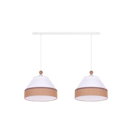 Duolla - Luster na sajli AVIGNON 2xE27/15W/230V bela/braon