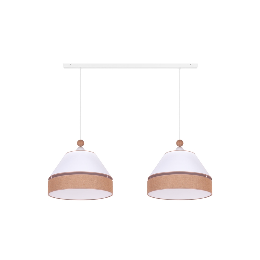Duolla - Luster na sajli AVIGNON 2xE27/15W/230V bela/braon