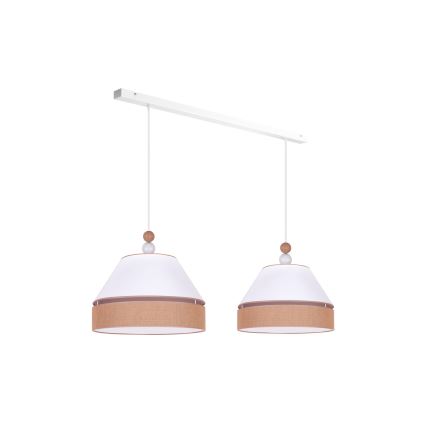 Duolla - Luster na sajli AVIGNON 2xE27/15W/230V bela/braon