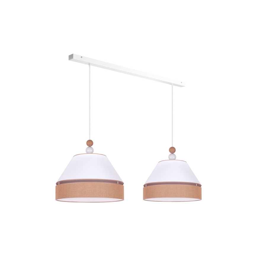 Duolla - Luster na sajli AVIGNON 2xE27/15W/230V bela/braon