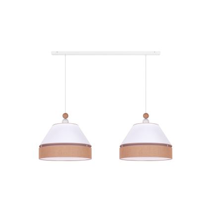 Duolla - Luster na sajli AVIGNON 2xE27/15W/230V bela/braon
