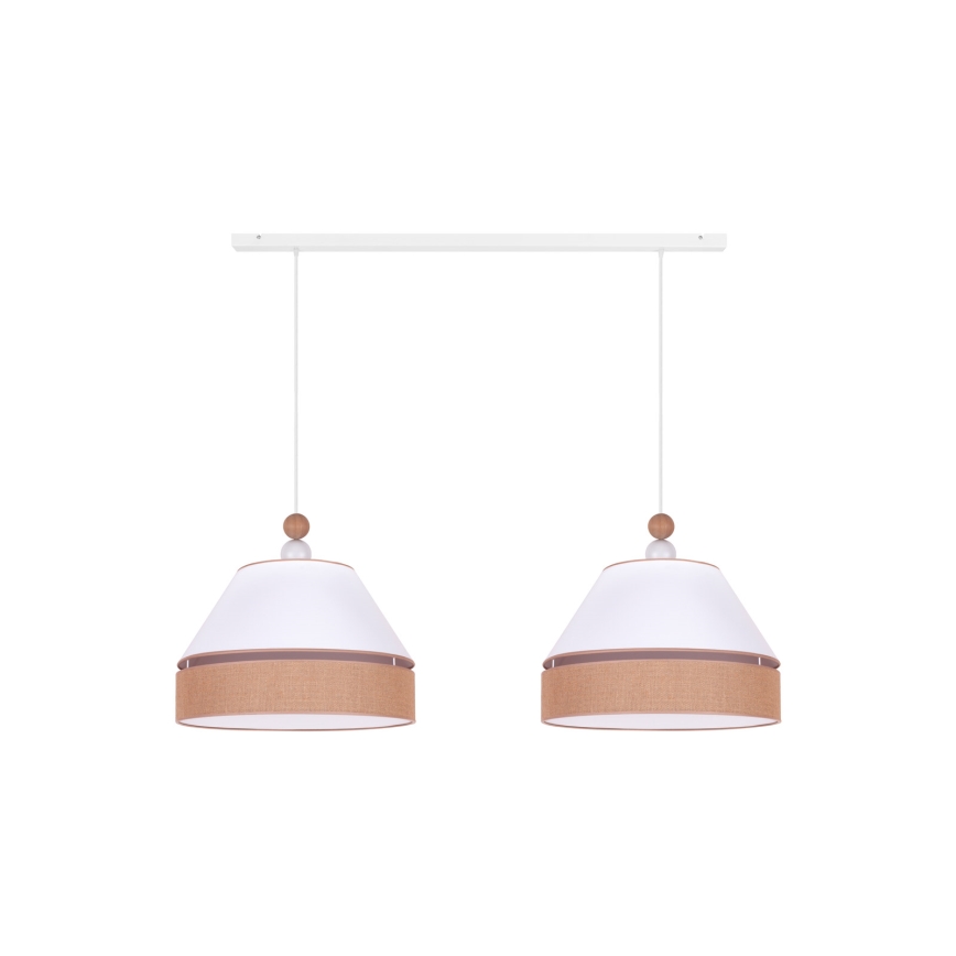 Duolla - Luster na sajli AVIGNON 2xE27/15W/230V bela/braon